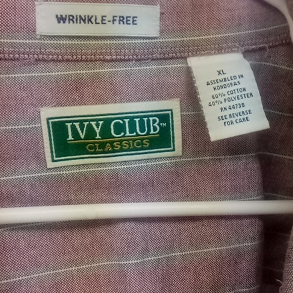 Ivy club extra large striped red white and gray button down - Picture 2 of 2